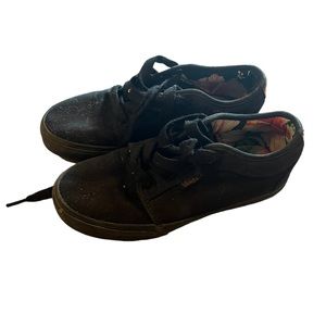 Black Vans with Floral Print Inside